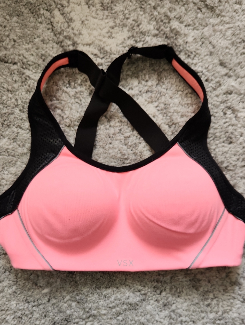 Victoria's Secret Pink and Black Crisscross High-Support Sports Bra